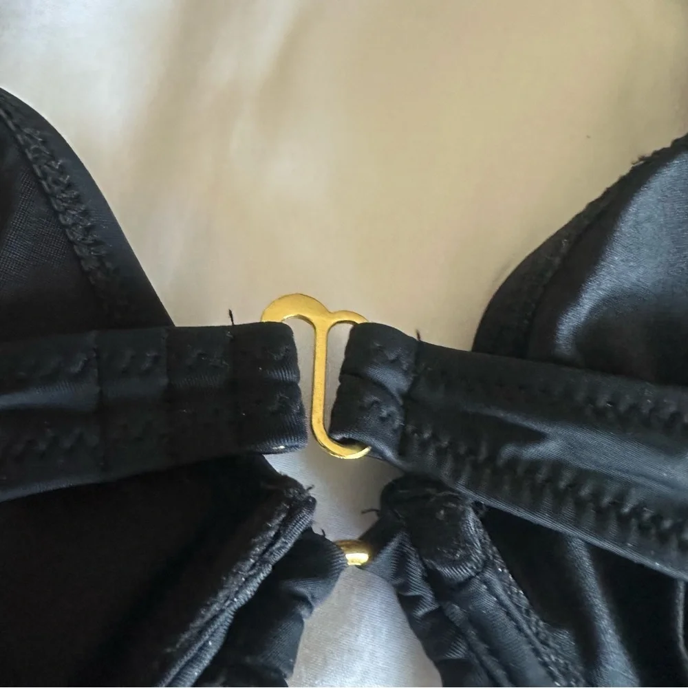 Black Bikini Top With Gold Ring